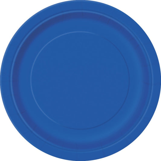 Plain Royal Blue Paper Plates 8pk — 23cm