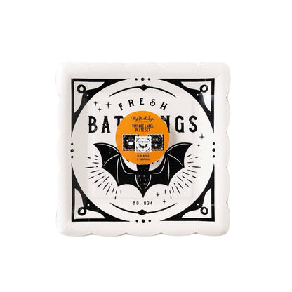Vintage Label Halloween Paper Plates – 9 Pack | Square