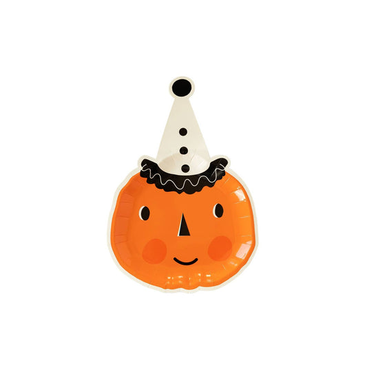 Vintage Halloween Pumpkin Shaped Paper Plates – 8 Pack